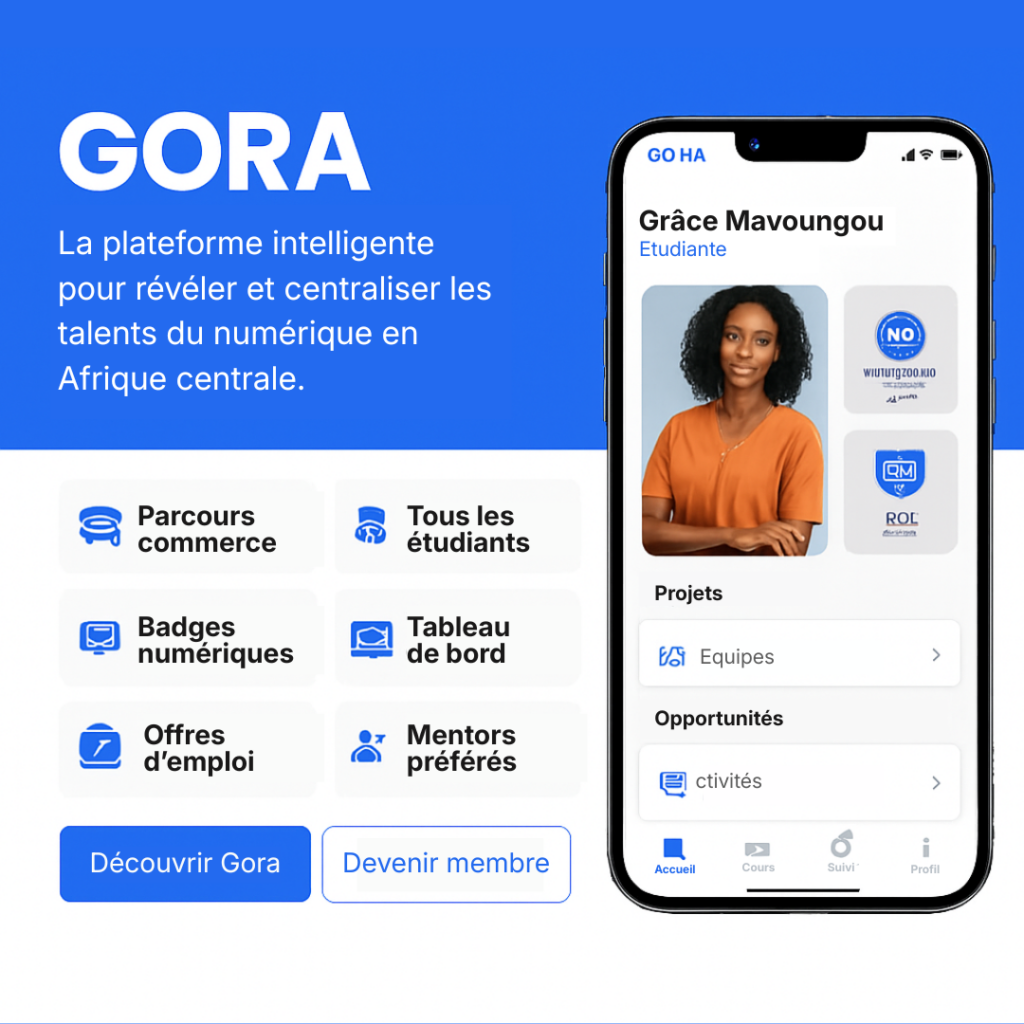 Image de l'interface de Gora, plateforme e-learning en afrique centrale développée par Gotek